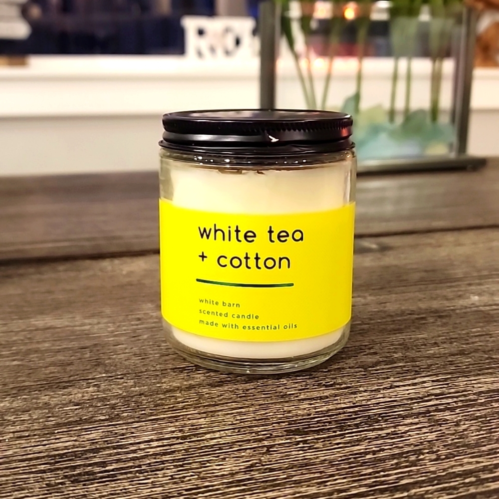 🌟NWT🌟 BBW White Tea + Cotton Single Wick Candle 7oz